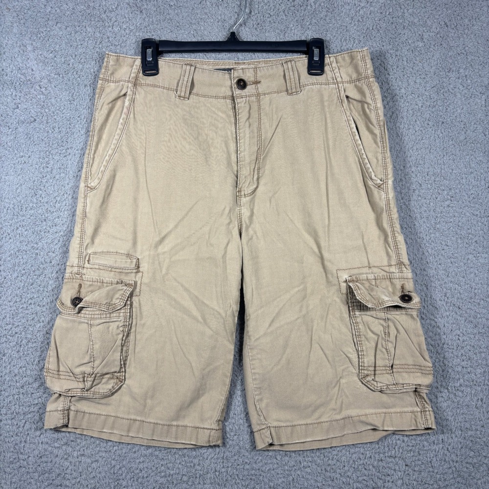 BKE Cargo Shorts Mens 34 Khaki Jordan Athletic Fit Corduroy Cotton Tan B6709